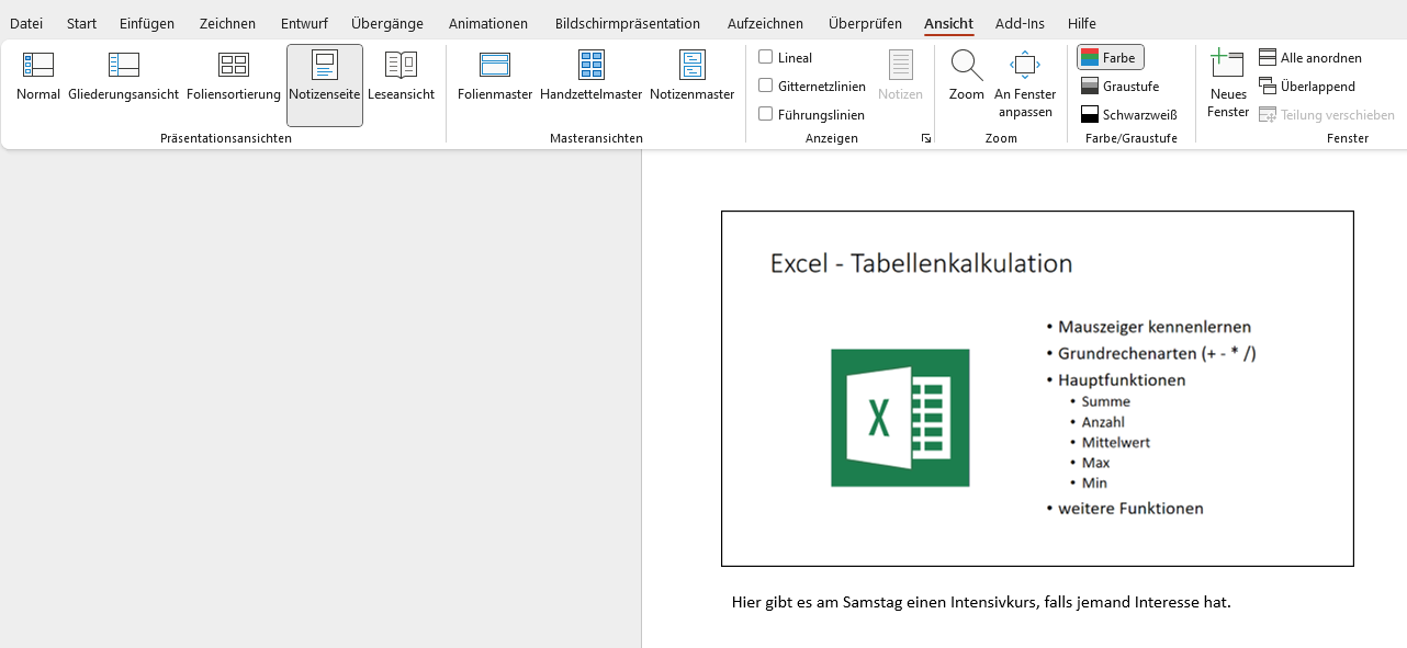 PowerPoint Ansicht