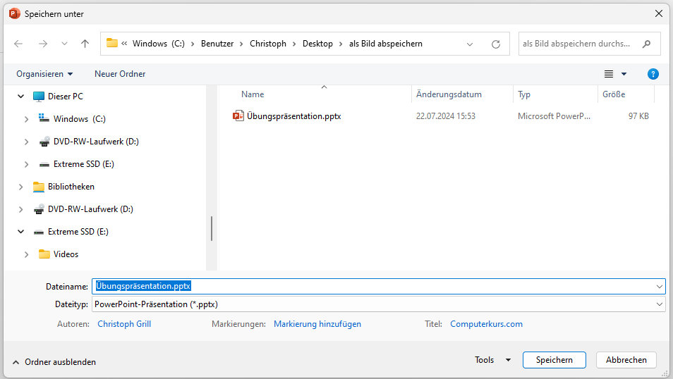 PowerPoint Folie als Bild speichern