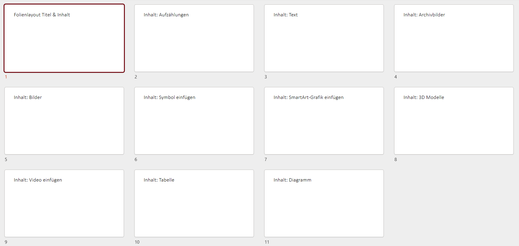 PowerPoint Folienlayout Titel und Inhalt