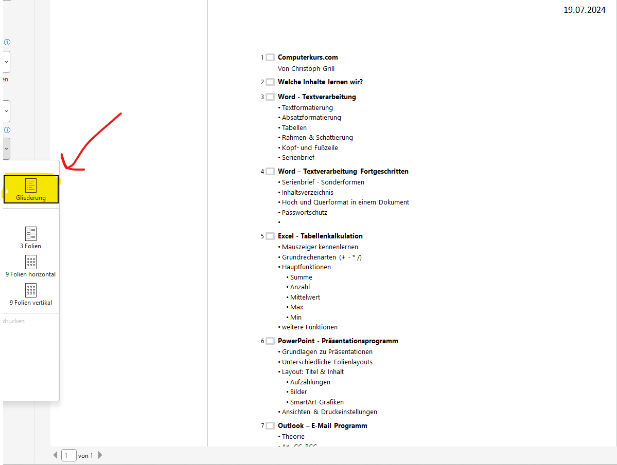 PowerPoint Druckeinstellungen