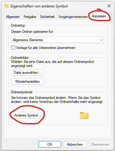 Ordnersymbol ändern