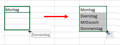 Excel Liste fortführen