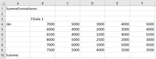 Excel Summe formatieren