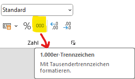 Excel 1000er Punkt Trennzeichen 1