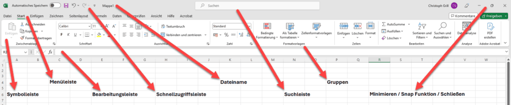 Excel Benutzeroberfläche