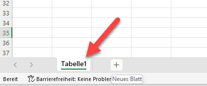 Excel Tabellenblatt