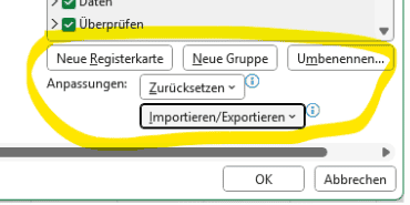 Excel Menüband anpassen2