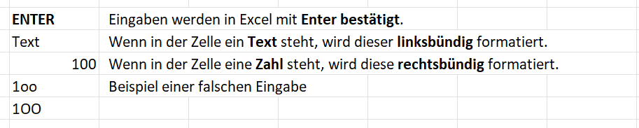 Verhalten in Excel 2
